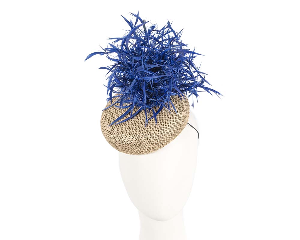 Bespoke Gold and Blue fascinator by BELEIVERA